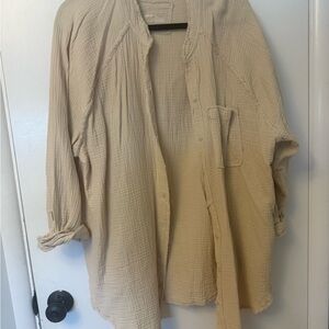 Aerie linen gauze button up